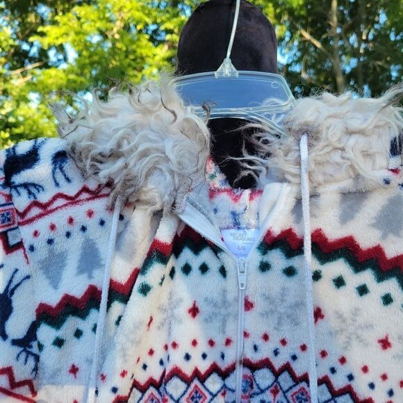 Secret Treasure  Fleece Long Sleeve Zip Sweater Full length Pajamas sz Large - Picture 3 of 11